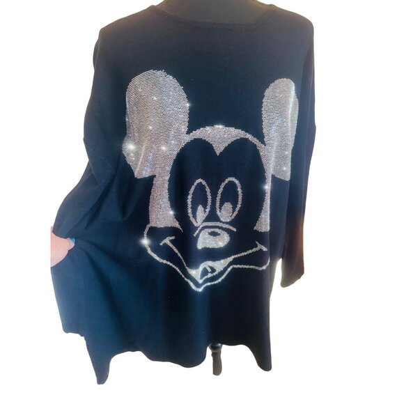 M&V Mickey Mouse Lightweight Oversize Knit Sweater Tunic Black/Silver Glitter M - Picture 12 of 12